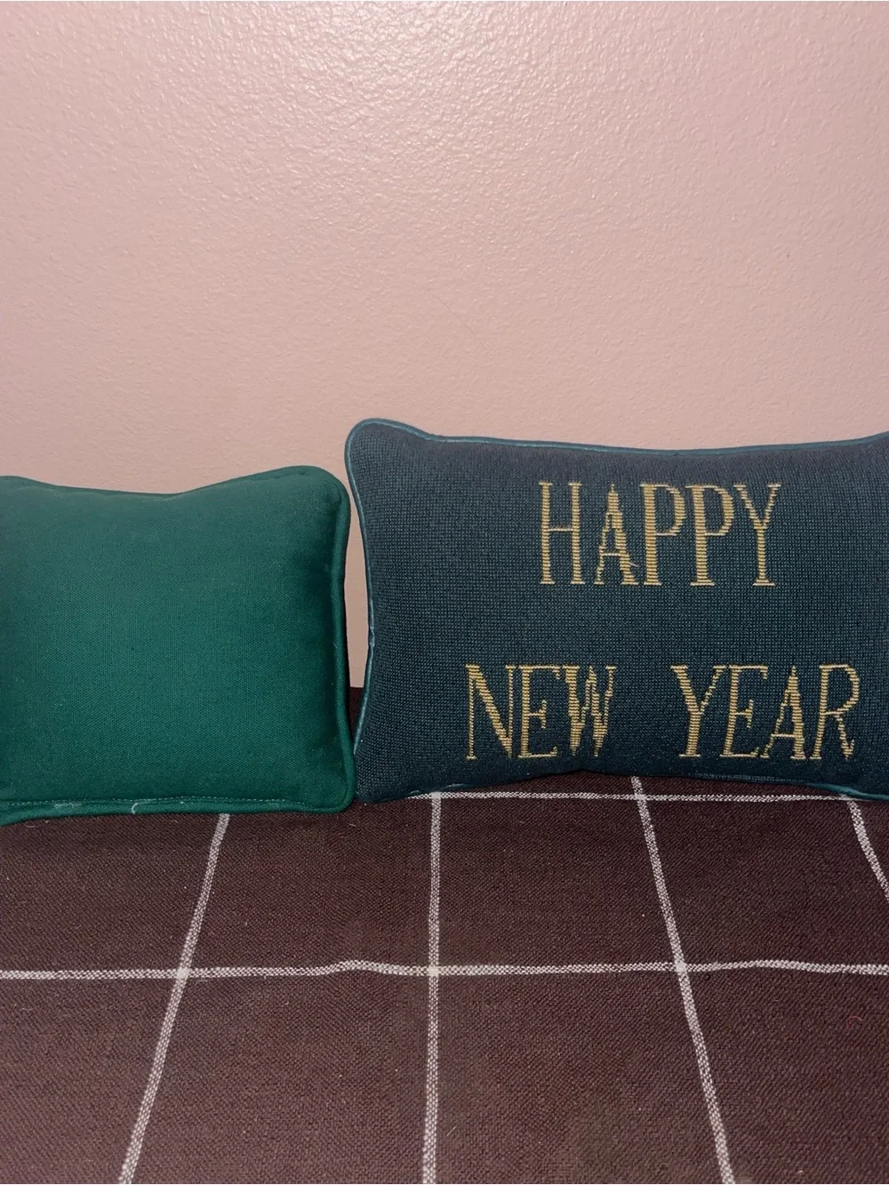 Merry Christmas Decorative Pillow - Green and Gold Holiday Accent